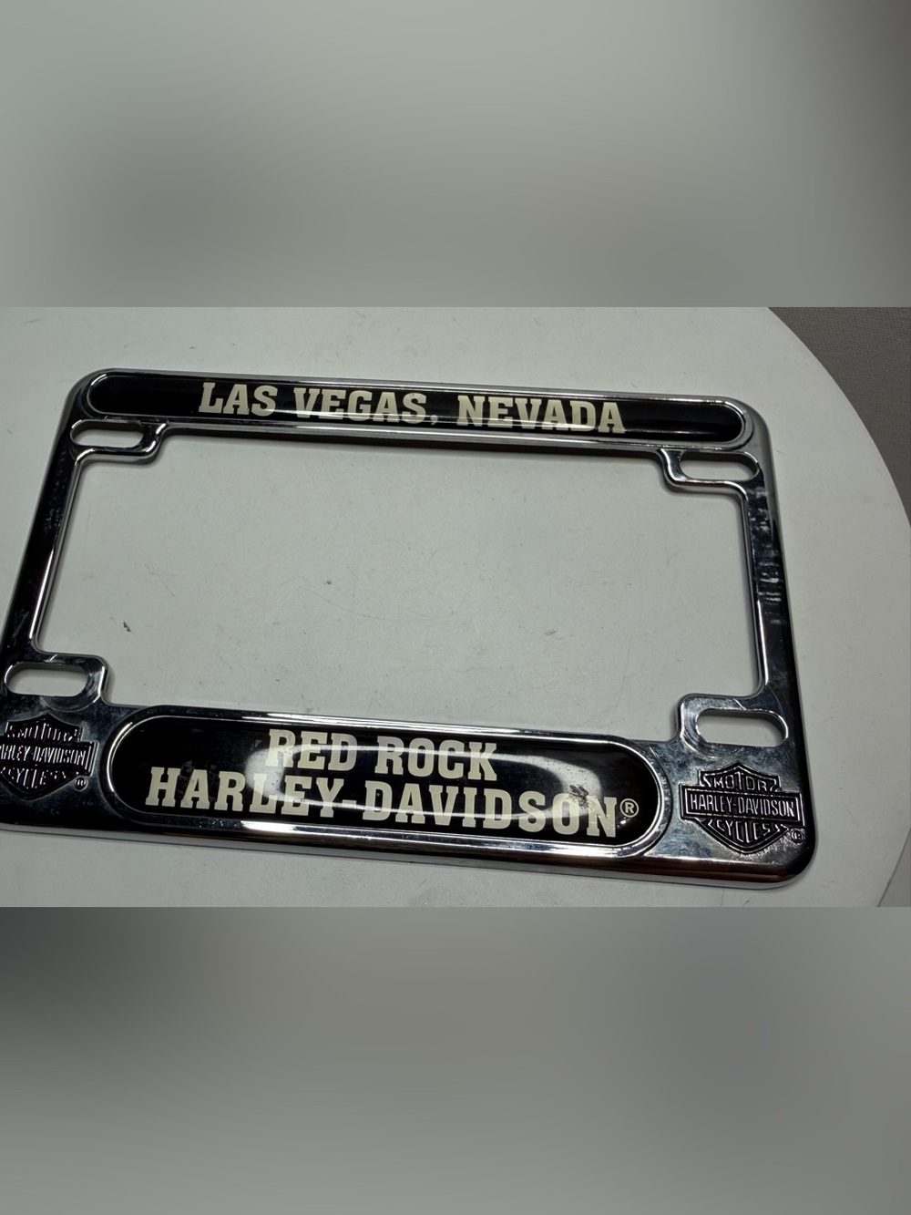 Harley-Davidson Red Rock Black Chrome License Plate Frame - Las Vegas, Nevada